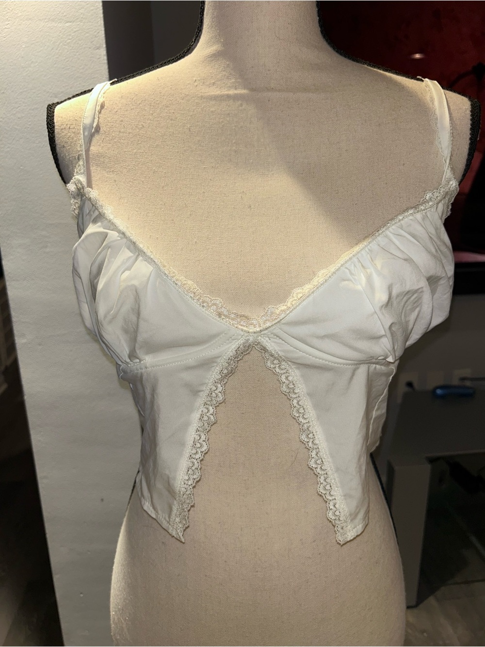 Tiger Mist White Lace-Trim Bustier Camisole